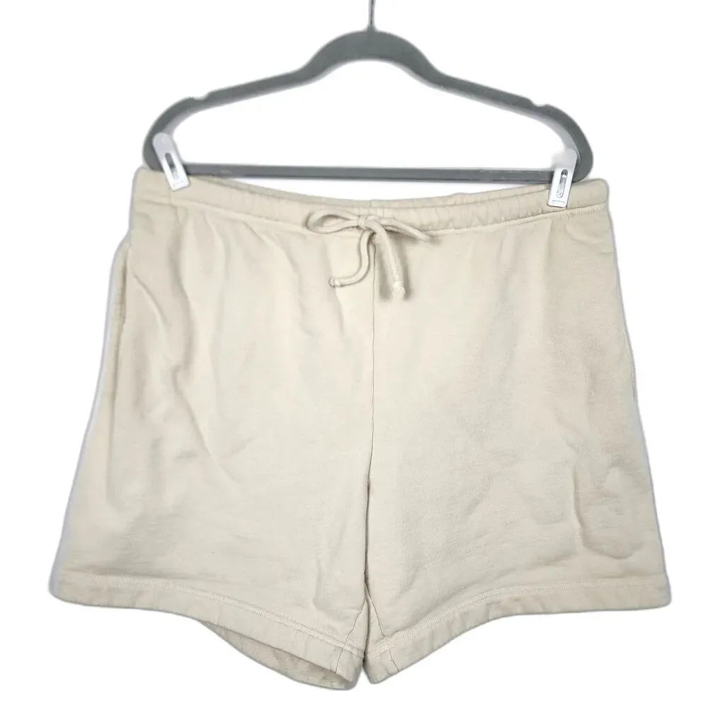 Wilfred Free Aritzia Comfort Cotton Sweatpant Shorts Cream Ivory Size X-Large